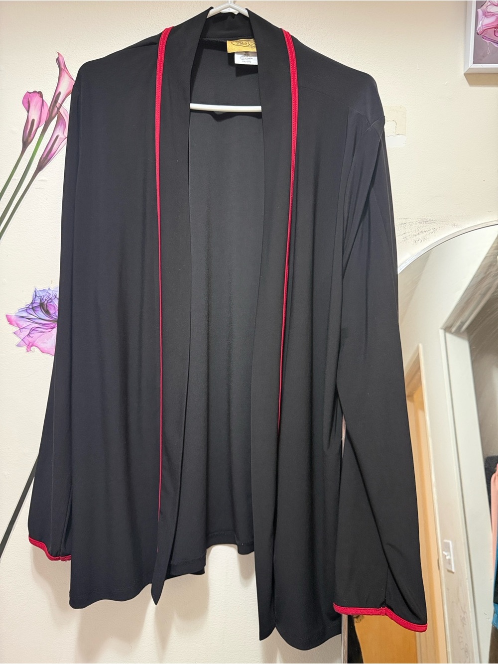 Black Lounge Robe with Pink Trim by